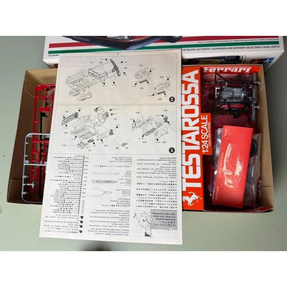 Tamiya Ferrari Testarossa 1/24 Model Kit 24059 Partially Built Engine Complete